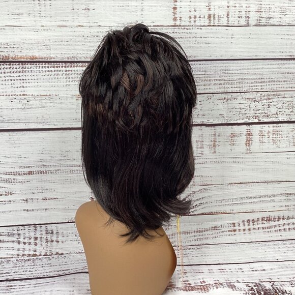 Dior #F1B/33 Black & Auburn Womens Punk Mullet Wig Classic Cap Syntnetic Hair - Picture 2 of 7